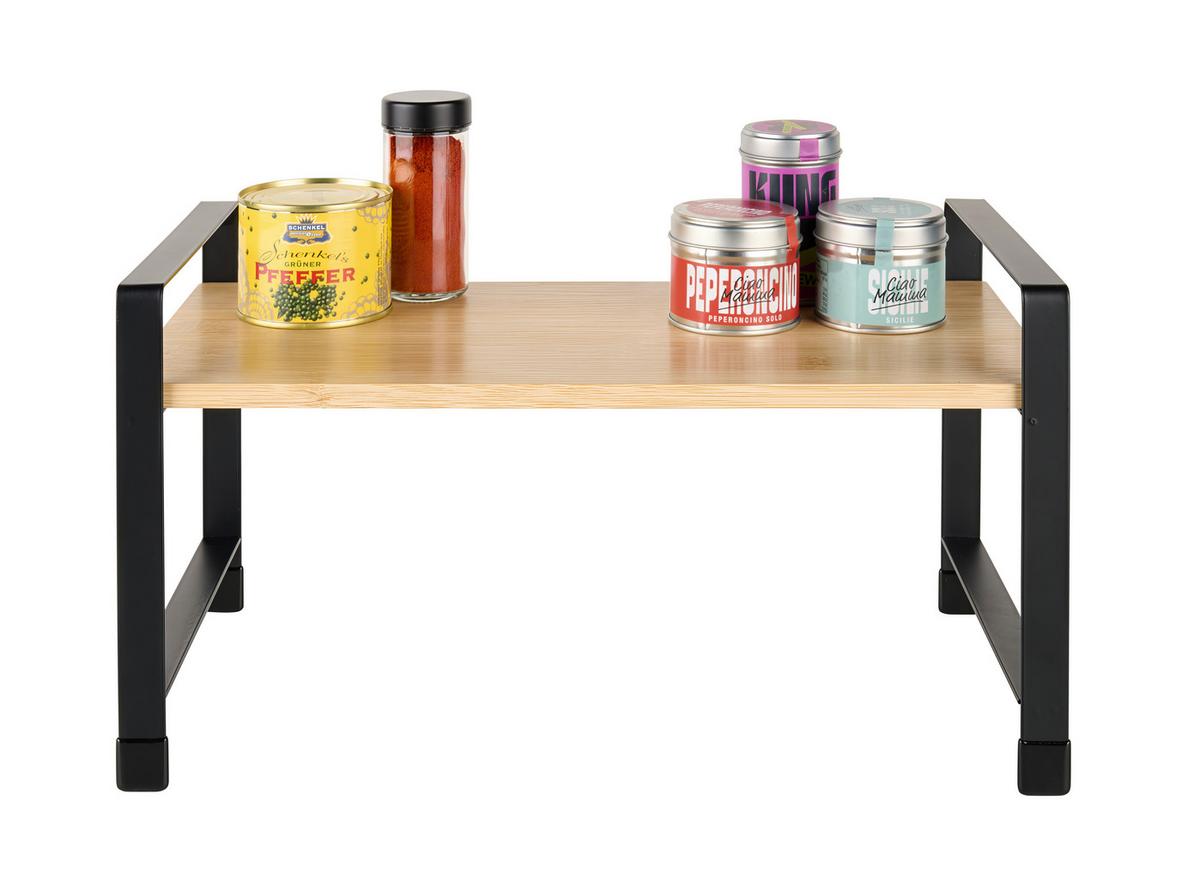 Etajeră de bucătărie Rita - 1 - culoare natur/negru, Modern, materiale naturale/metal (40/20/20cm) - Mömax