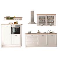 Küchenblock Jasmin mit Geräten ca. 210 cm Pinienfarben/Eiche - Anthrazit/Eiche Artisan, ROMANTIK / LANDHAUS, Glas/Holzwerkstoff (210-135/228/153/60/61cm) - P & B