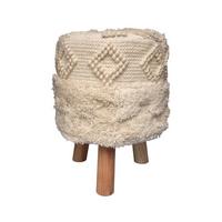 Hocker Bohist Naturfarben Makramee - Naturfarben/Akaziefarben, Trend, Holz/Textil (38/50/38cm) - Kayoom