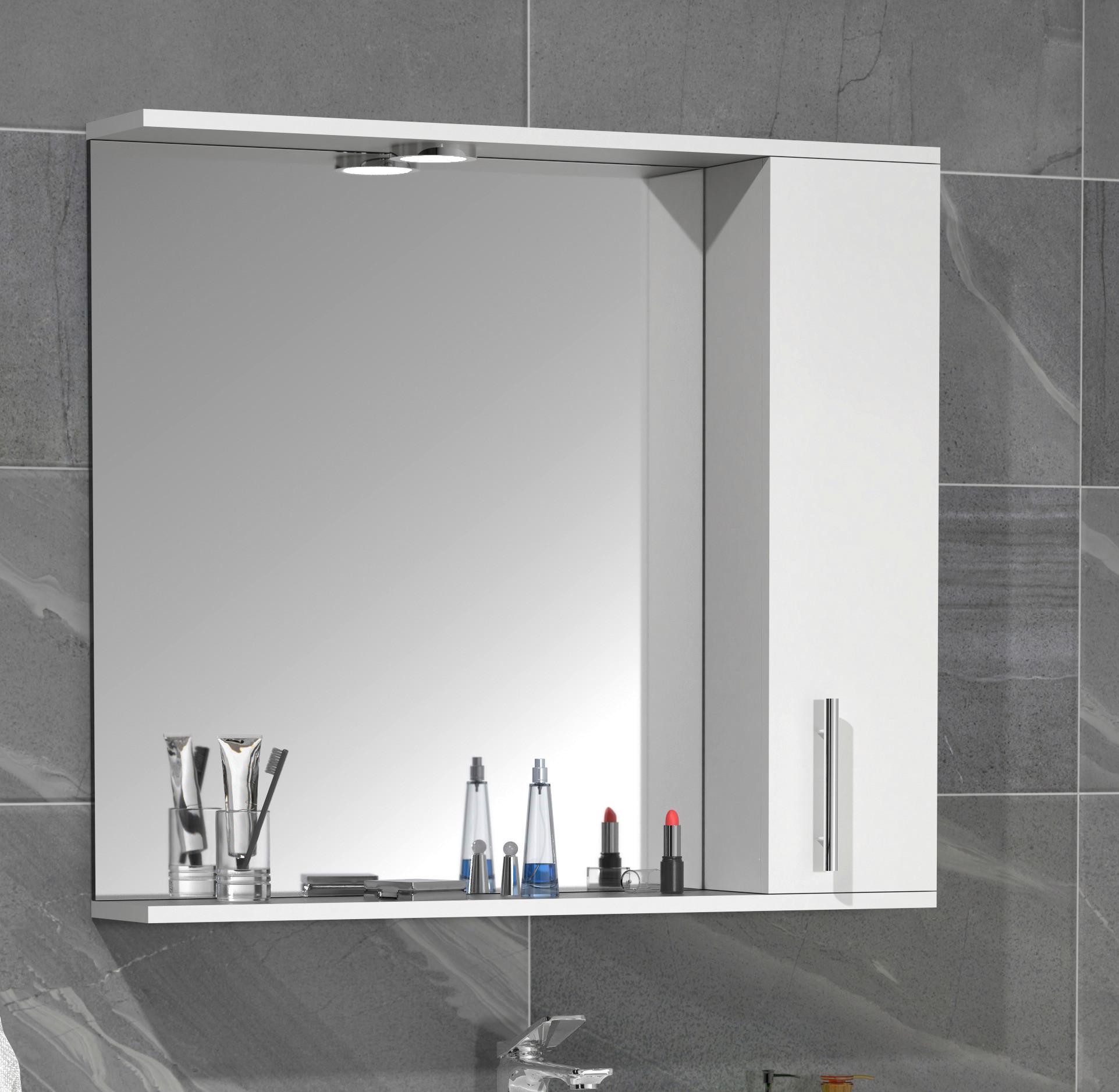 SPIEGELSCHRANK LISALO XL - Weiss/Silberfarben, Modern, Glas/Holzwerkstoff (75/71/14cm) - MID.YOU