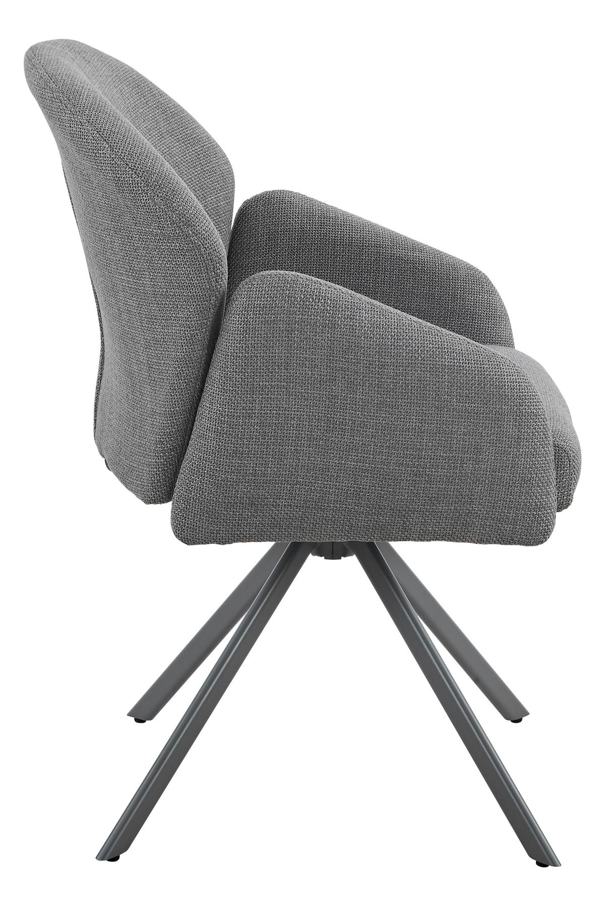ARMLEHNSTUHL-SET HOLLY S 2ER-SET - Grau, MODERN, Textil/Metall (56,5/84/61cm) - MID.YOU