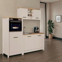 Küchenleerblock Bundle 2 o. Geräte Kaschmir - Kaschmir/Silberfarben, MODERN, Glas/Holzwerkstoff (200cm) - home24