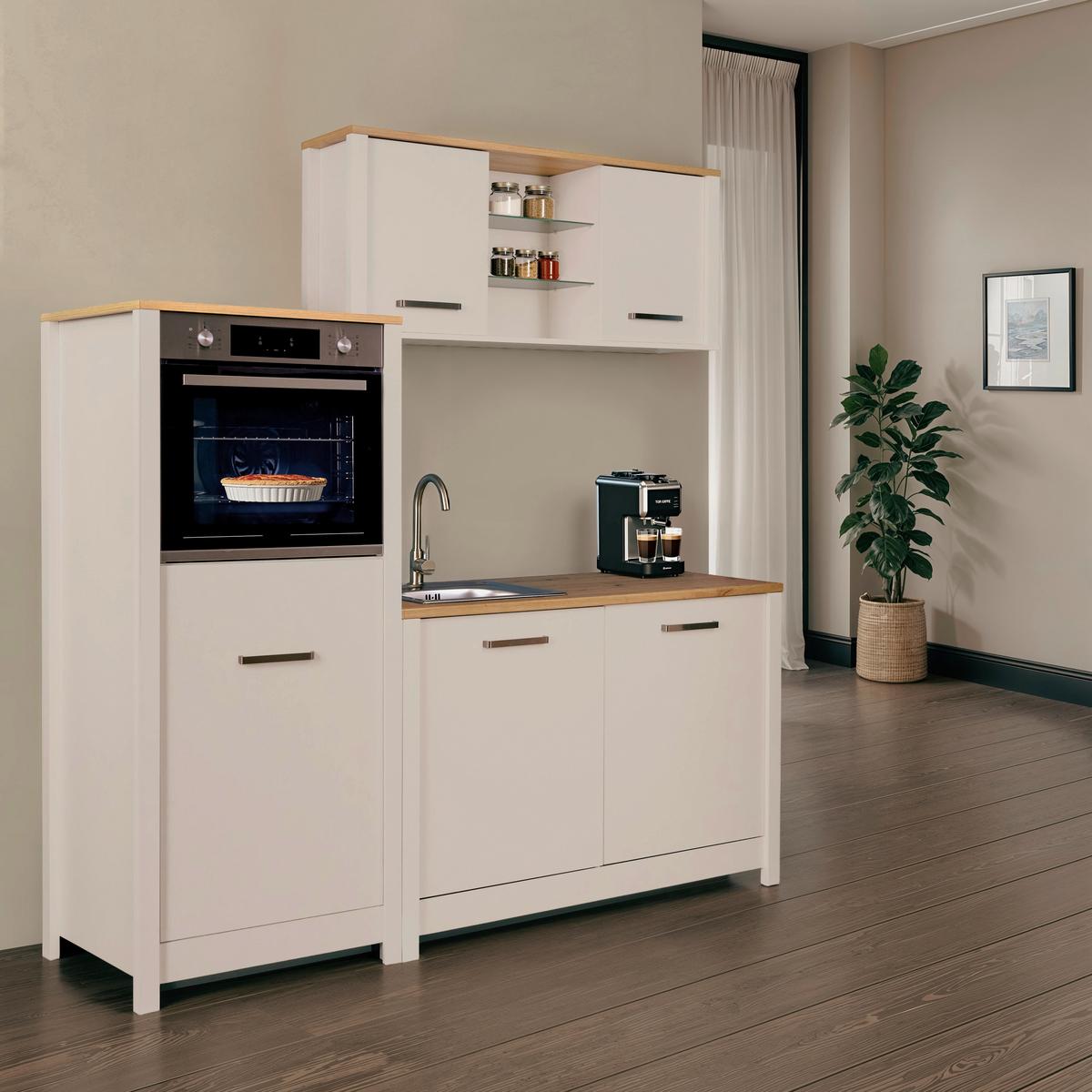 Küchenleerblock Bundle 2 o. Geräte Kaschmir - Kaschmir/Silberfarben, MODERN, Glas/Holzwerkstoff (200cm) - home24