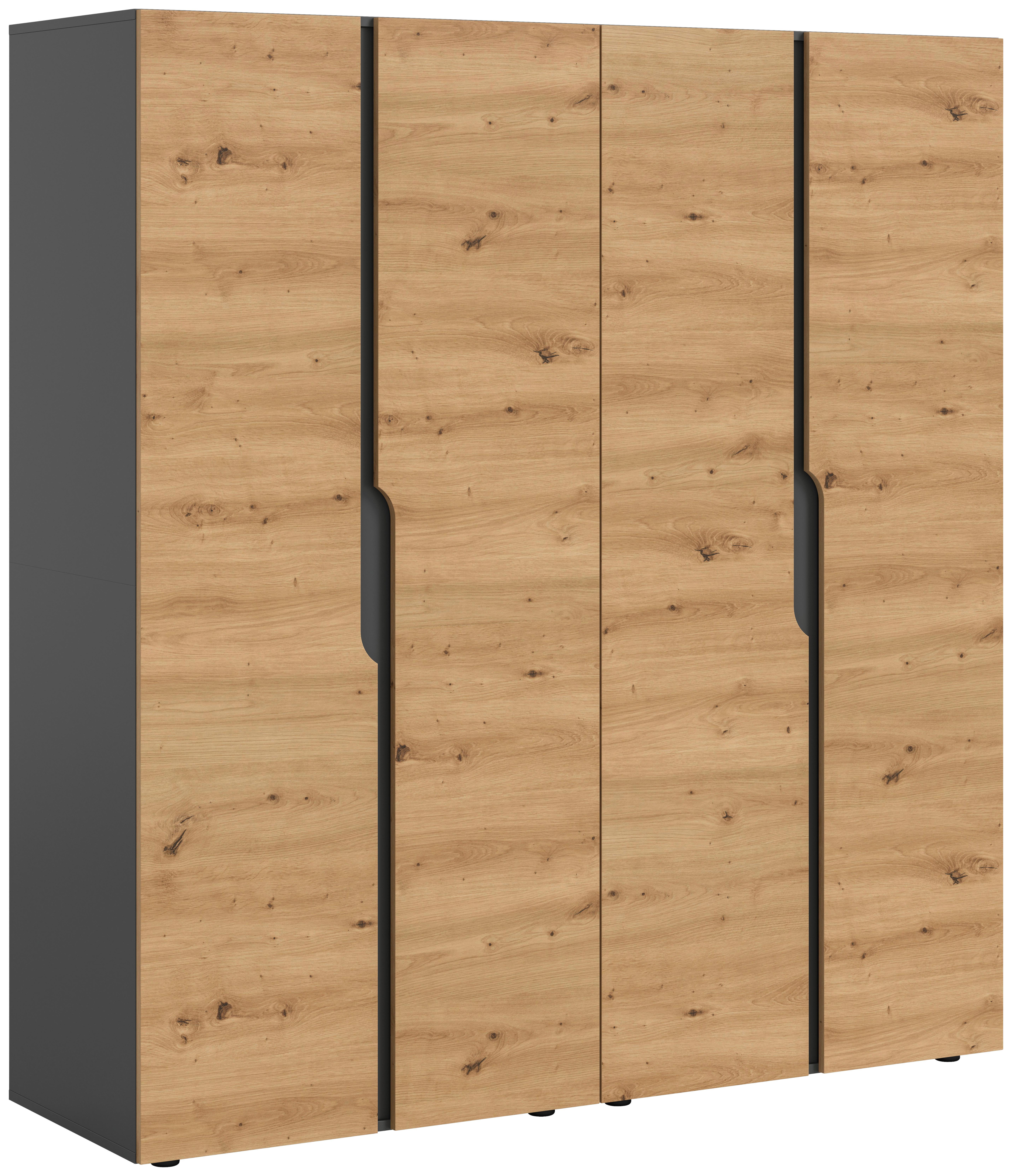 Drehtürenschrank ANGA Eiche Artisan, Anthrazit - Anthrazit/Eiche Artisan, MODERN, Holzwerkstoff (160/180/51cm) - MID.YOU