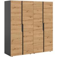 Drehtürenschrank ANGA Eiche Artisan, Anthrazit - Anthrazit/Eiche Artisan, MODERN, Holzwerkstoff (160/180/51cm) - MID.YOU