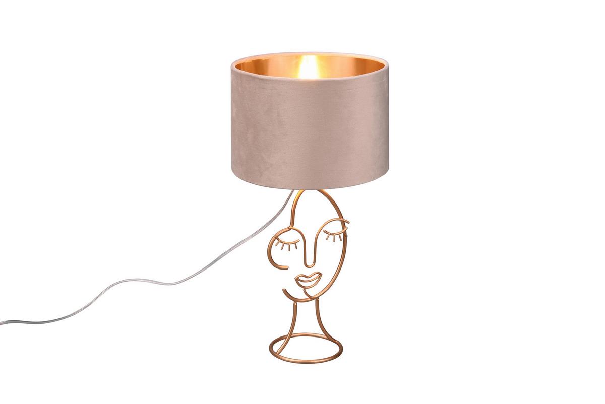 LAMPA STOŁOWA R51221044 MARY - beżowy/kolor złoty, Konventionell, metal/tkanina (24/45,5cm)