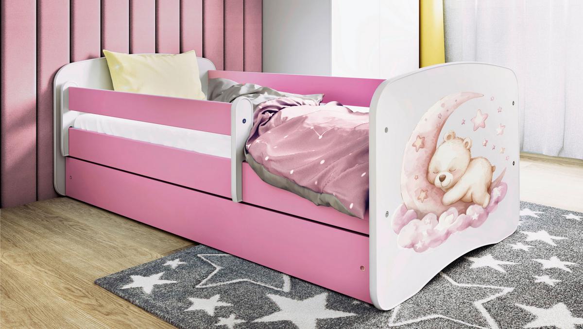 Otroška Postelja Babydreams, Bela, Roza, 80x160cm - pink/bela, Moderno, tekstil/leseni material (80/160cm) - MID.YOU