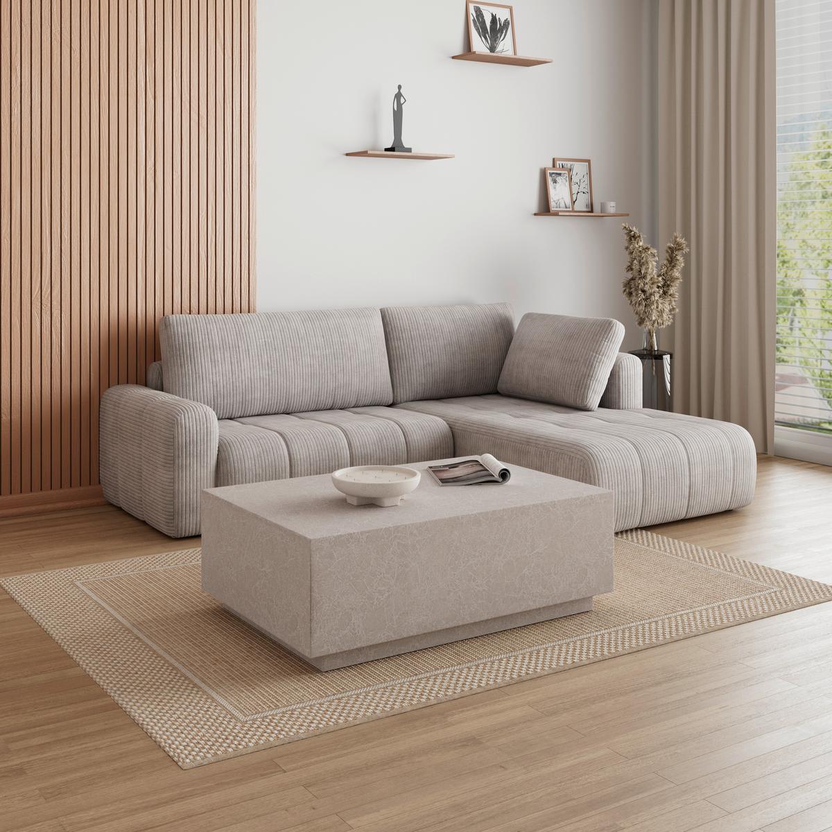 Canapea modulara GIA - gri deschis, Modern, lemn/textil (261/94/197cm) - Bessagi Home