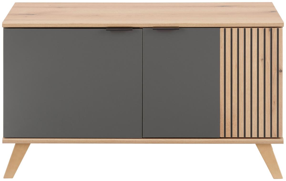 Bancă pentru hol CLEVER - culoare lemn stejar/antracit, Modern, material pe bază de lemn (90/52/38cm) - Modern Living