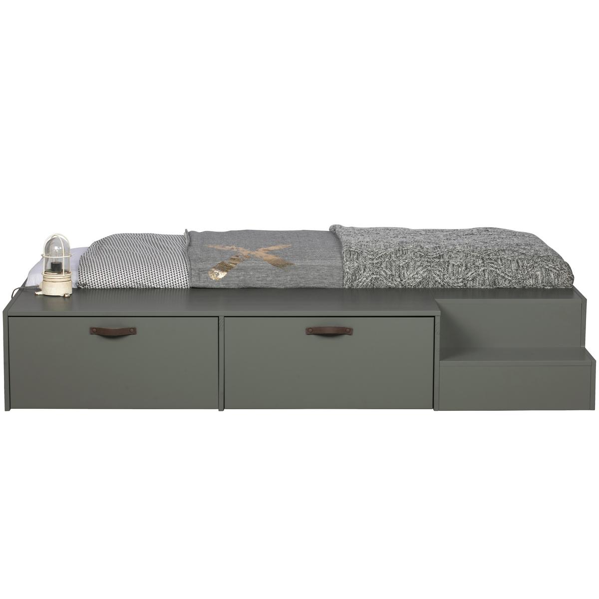 Bett Stage Dunkelgrün ca. 80x200 cm - Dunkelgrün, Design, Holz (80/200cm) - Livetastic