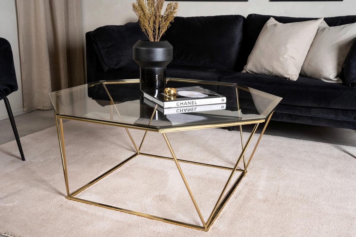Couchtisch Österlen Goldfarben/Klar - Klar/Goldfarben, Design, Glas/Metall (100/100/45cm) - Livetastic