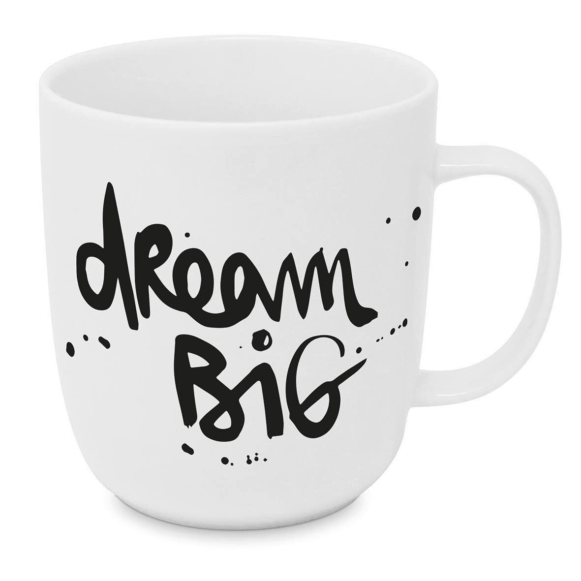 Kaffeebecher Dream Big aus Keramik ca. 400cm - Schwarz/Weiß, MODERN, Keramik (9/10cm)