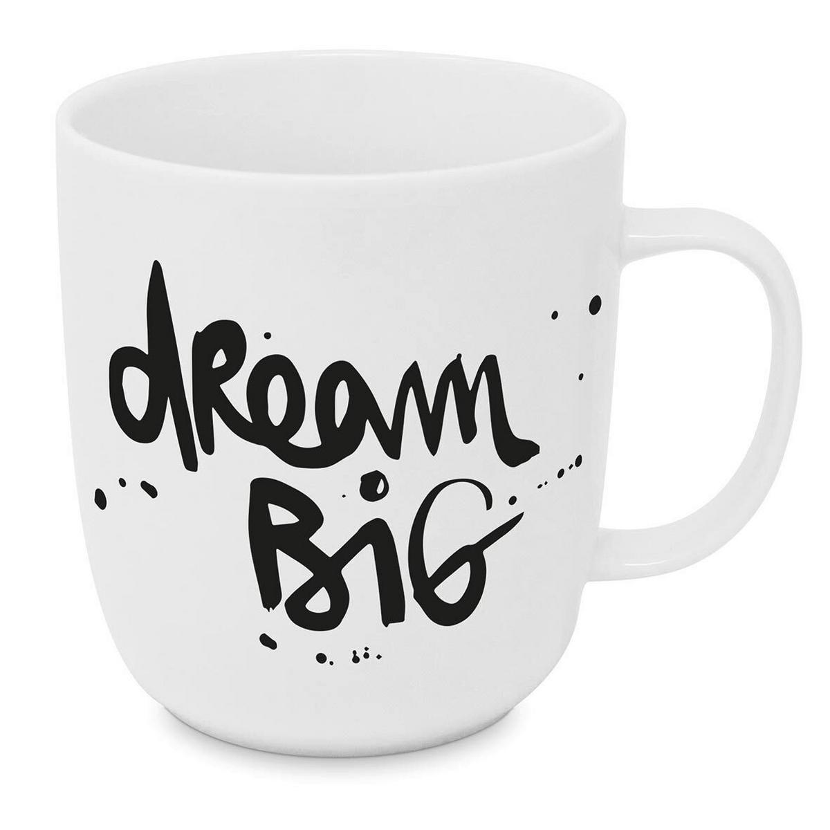 Kaffeebecher Dream Big aus Keramik ca. 400cm - Weiss/Schwarz, Modern, Keramik (9/10cm)
