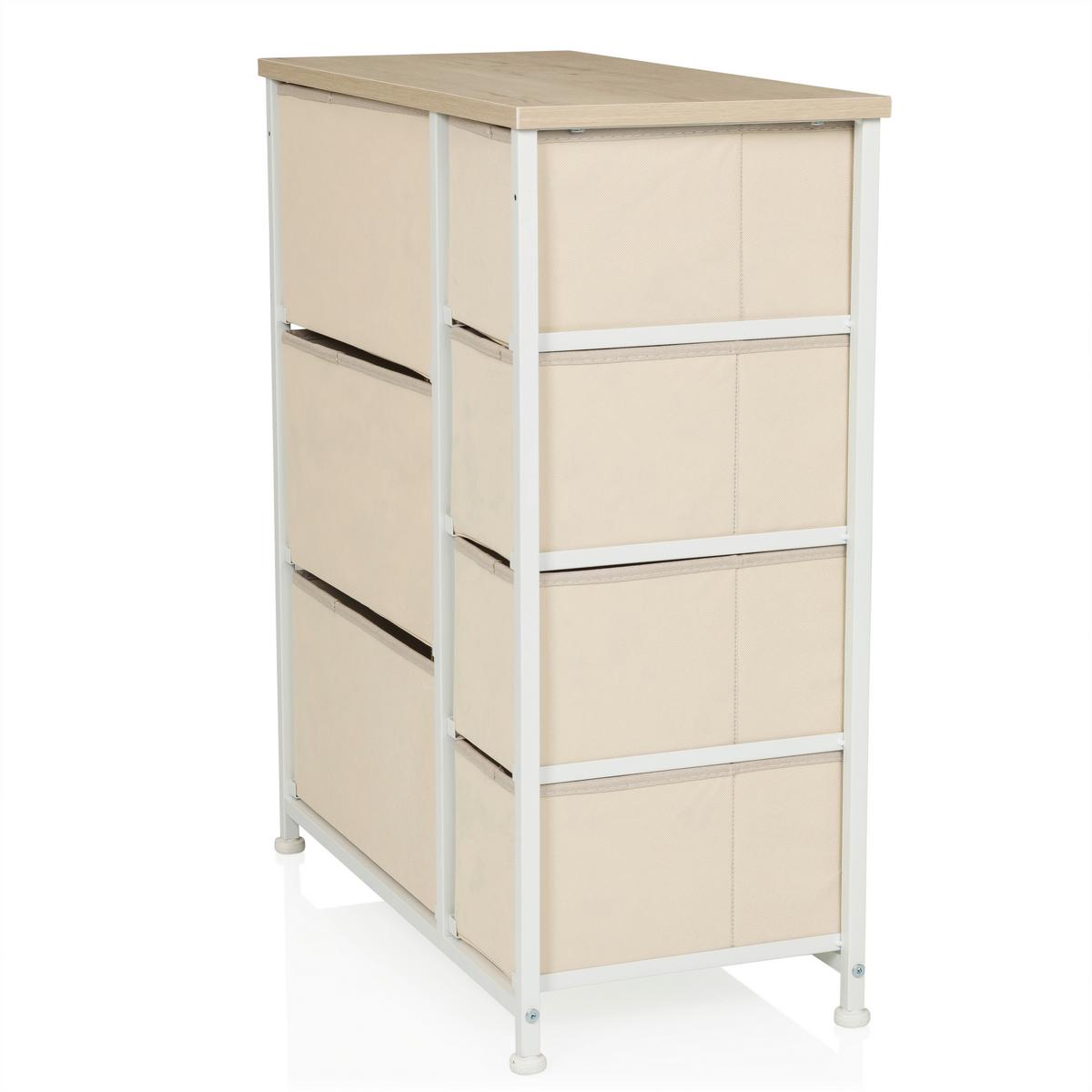 Komoda Foldress B, Bež - bela/bež, Moderno, umetna masa/tekstil (63,5/73/30cm) - MID.YOU
