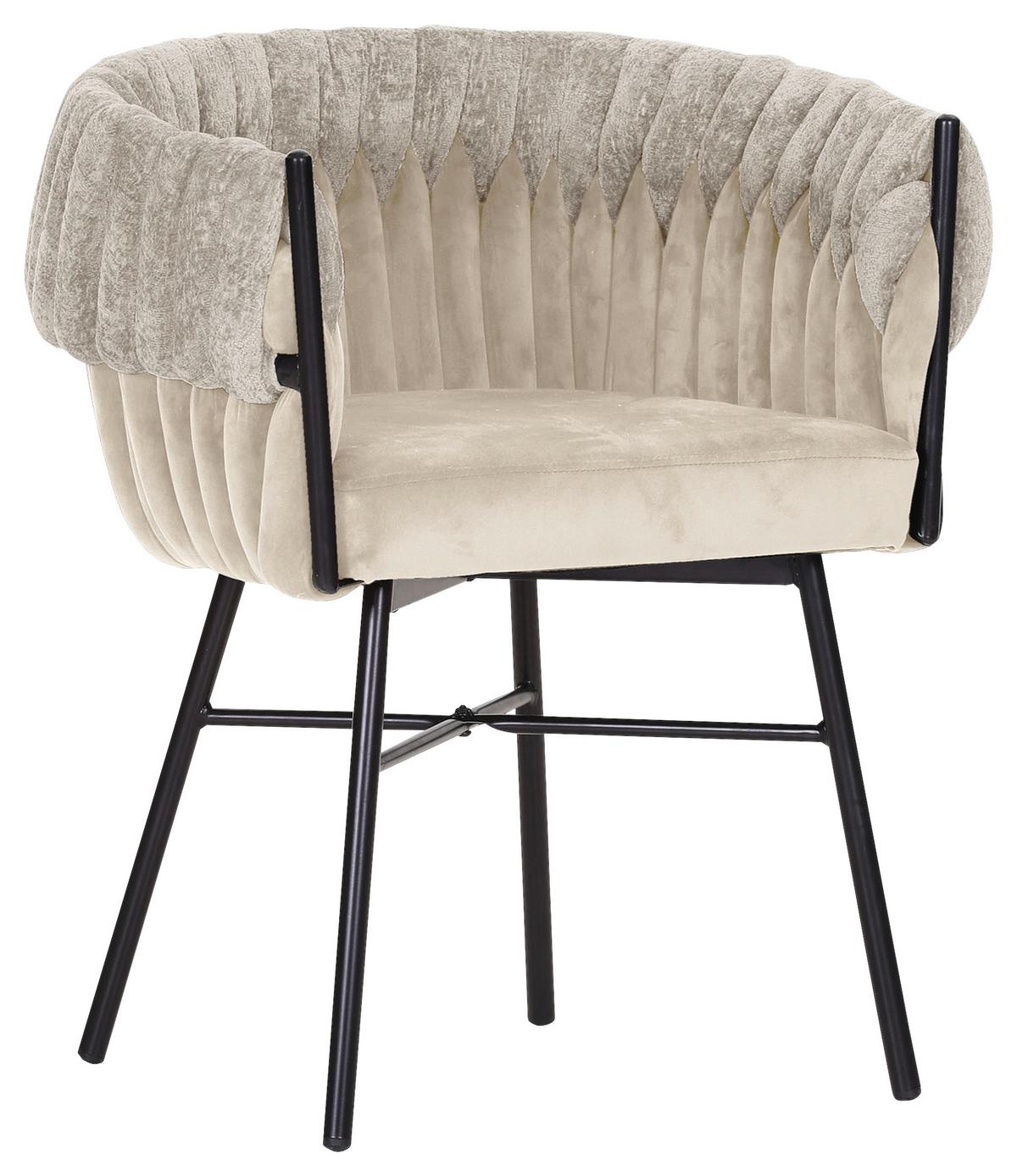 KRZESŁO Z PODŁOKIETNIKAMI TWISTY - beżowy/kremowy, Design, metal/tkanina (65/76/60cm) - Landscape