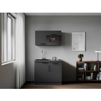 Miniküche Oliver m. Geräten ca. 100cm Grau - Grau, Trend, Holzwerkstoff/Metall (100cm) - Respekta