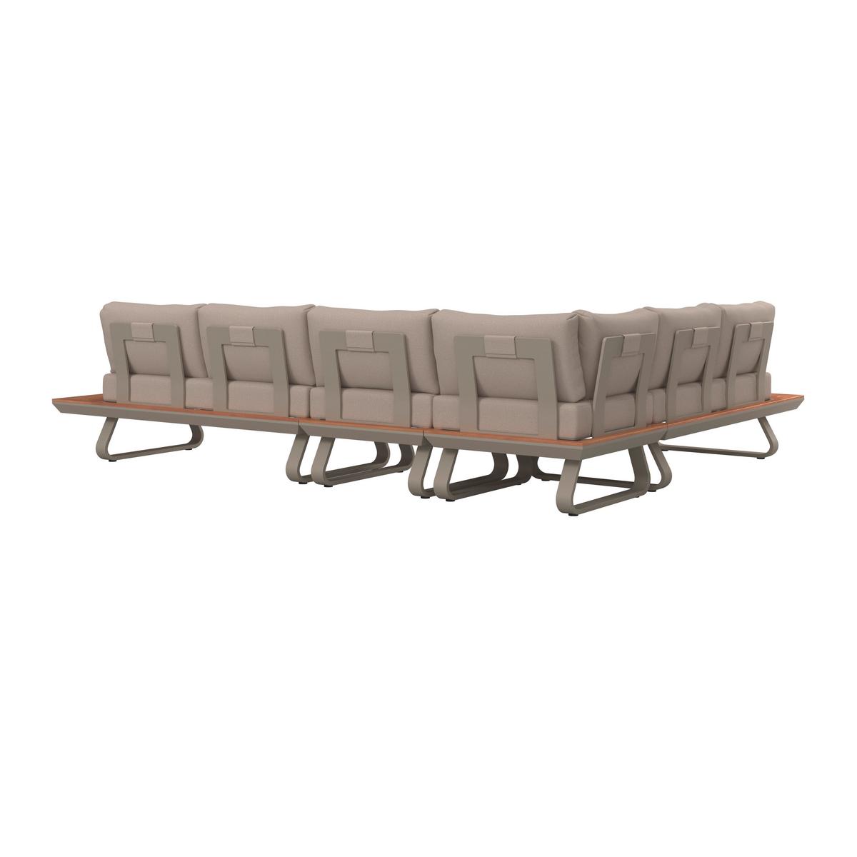 Dining-Loungeset Emma Creme Outdoorstoff/Polywood+Abd. - Creme/Hellgrau, MODERN, Kunststoff/Textil (248/318/72cm) - Bessagi Garden