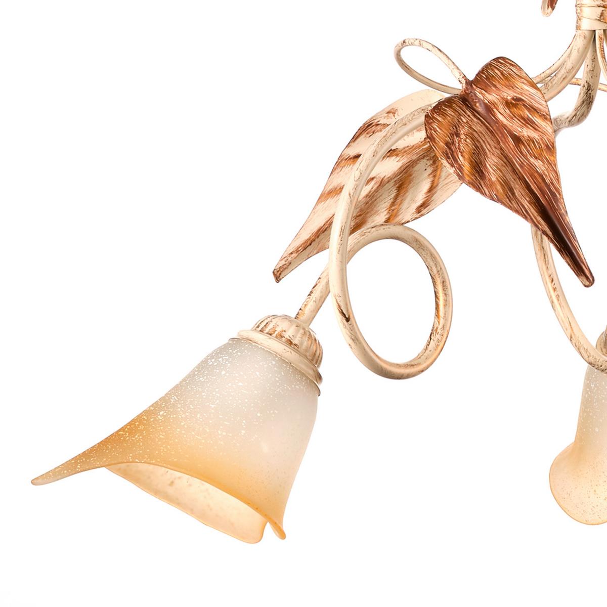 Kronleuchter Vanda Weiß/Beige max. 6 Watt - Beige/Weiß, Natur, Glas/Metall (40/40/110cm)