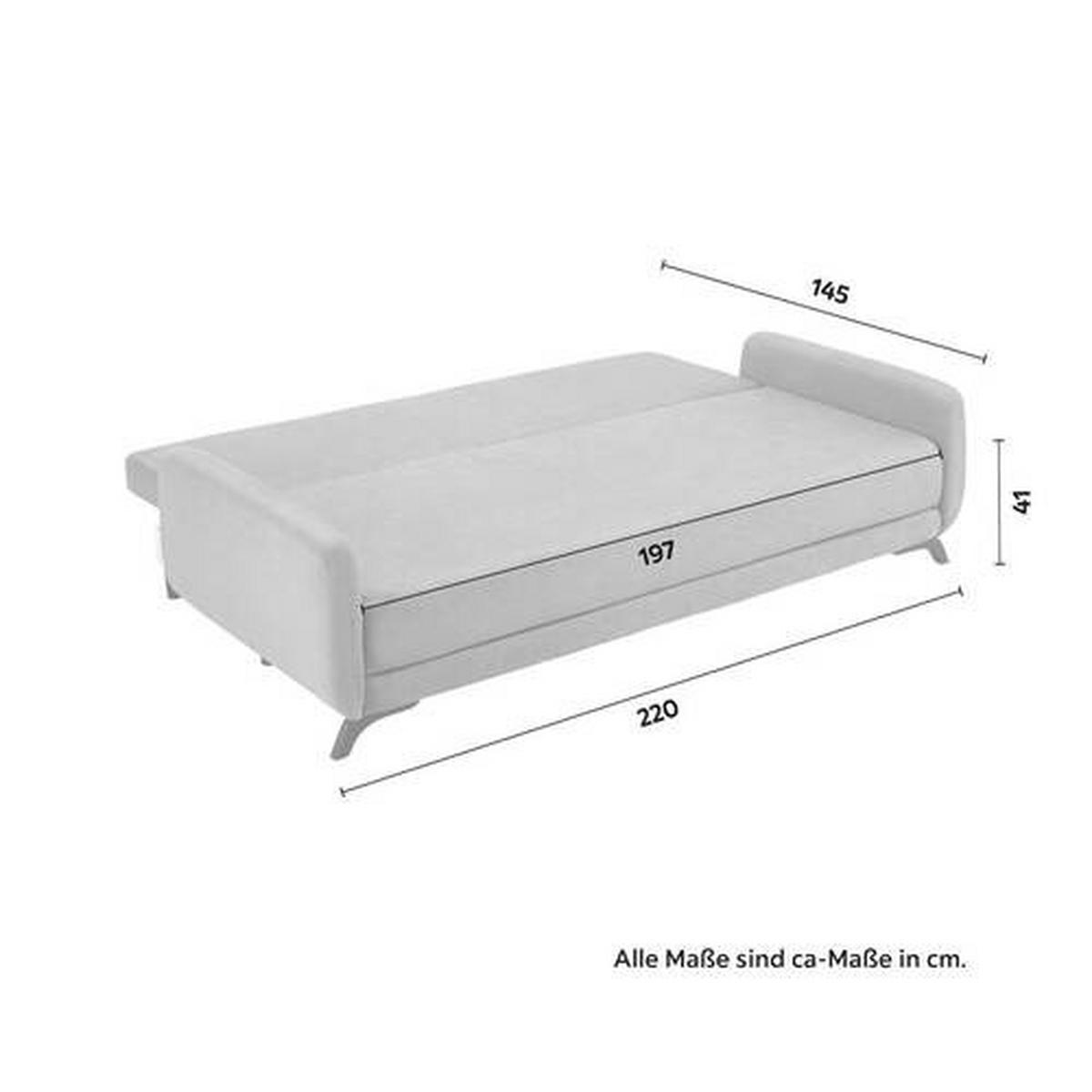 SOFA Z FUNKCJĄ SPANIA OLIVER - czarny/szary, Modern, drewno/tkanina (220/74/93cm) - Bessagi Home