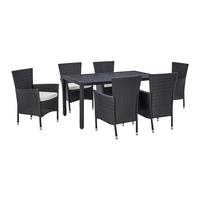Vrtna Garnitura Mailand, Črna, Krem, 7-Delni Set - črna/krem barve, Moderno, kovina/umetna masa (150/75/90cm) - Beldano