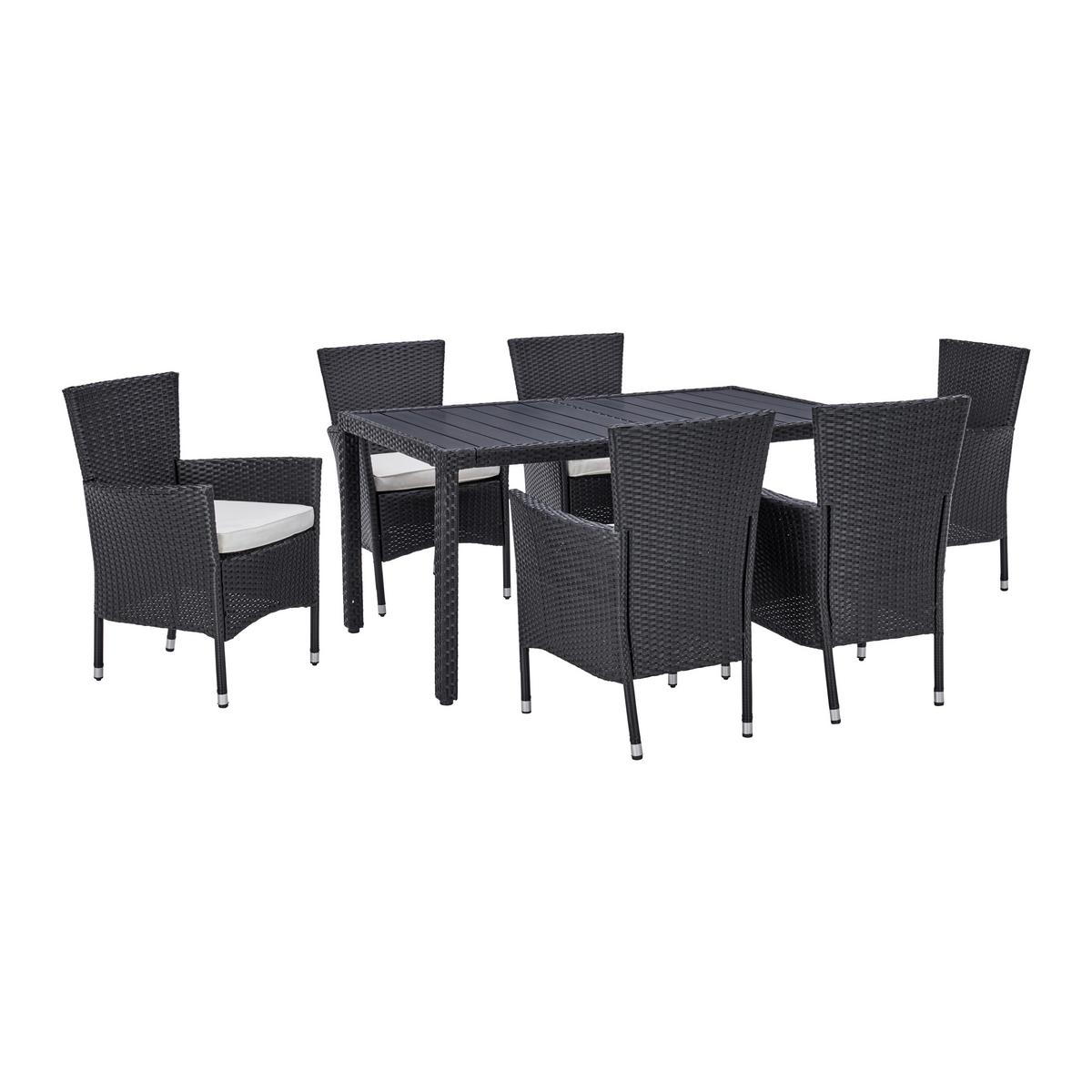 Vrtna Garnitura Mailand, Črna, Krem, 7-Delni Set - črna/krem barve, Moderno, kovina/umetna masa (150/75/90cm) - Beldano
