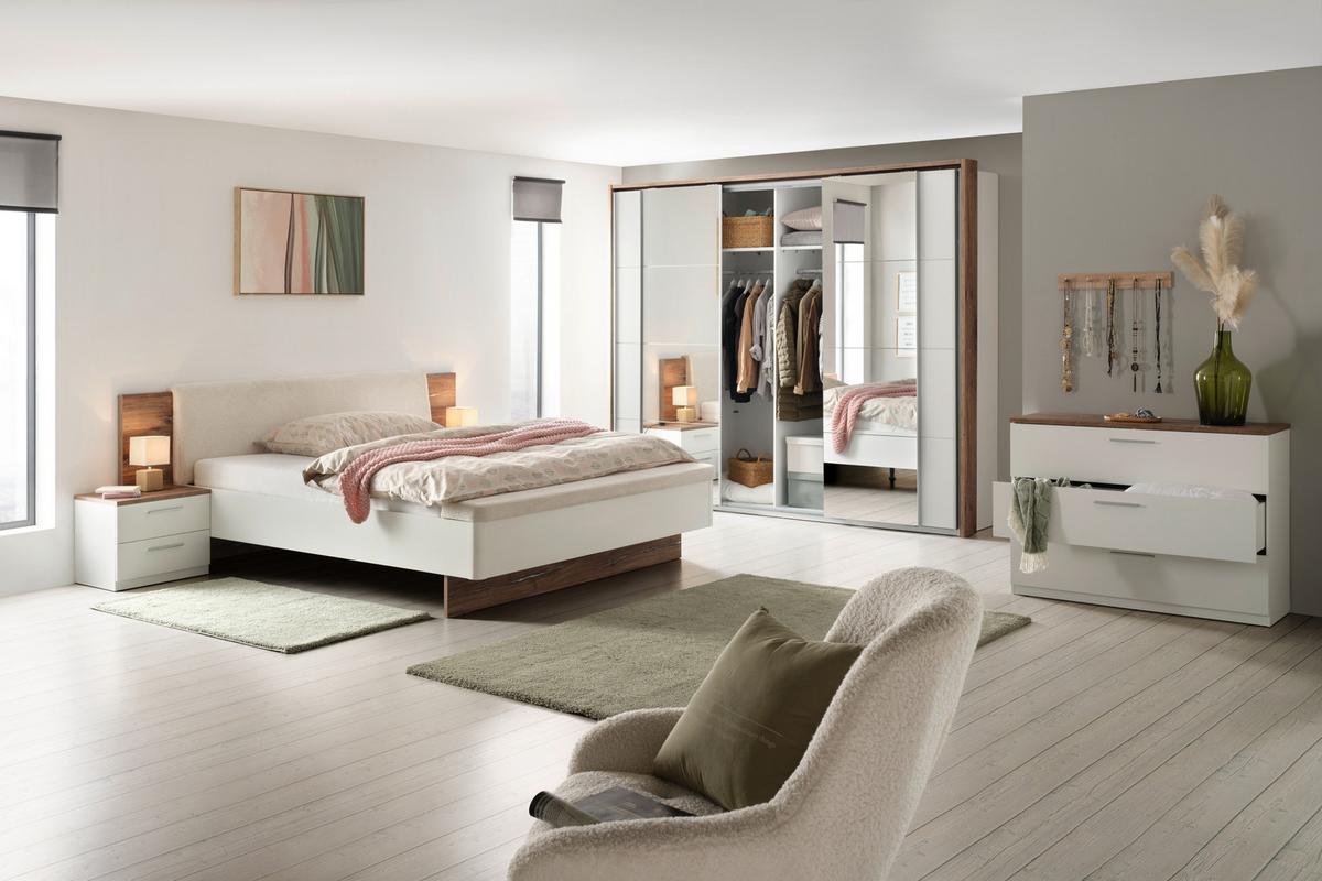 Schwebetürenschrank in Weiss - Weiss/Alufarben, Konventionell, Holzwerkstoff/Metall (270/226/60cm) - Premium Living