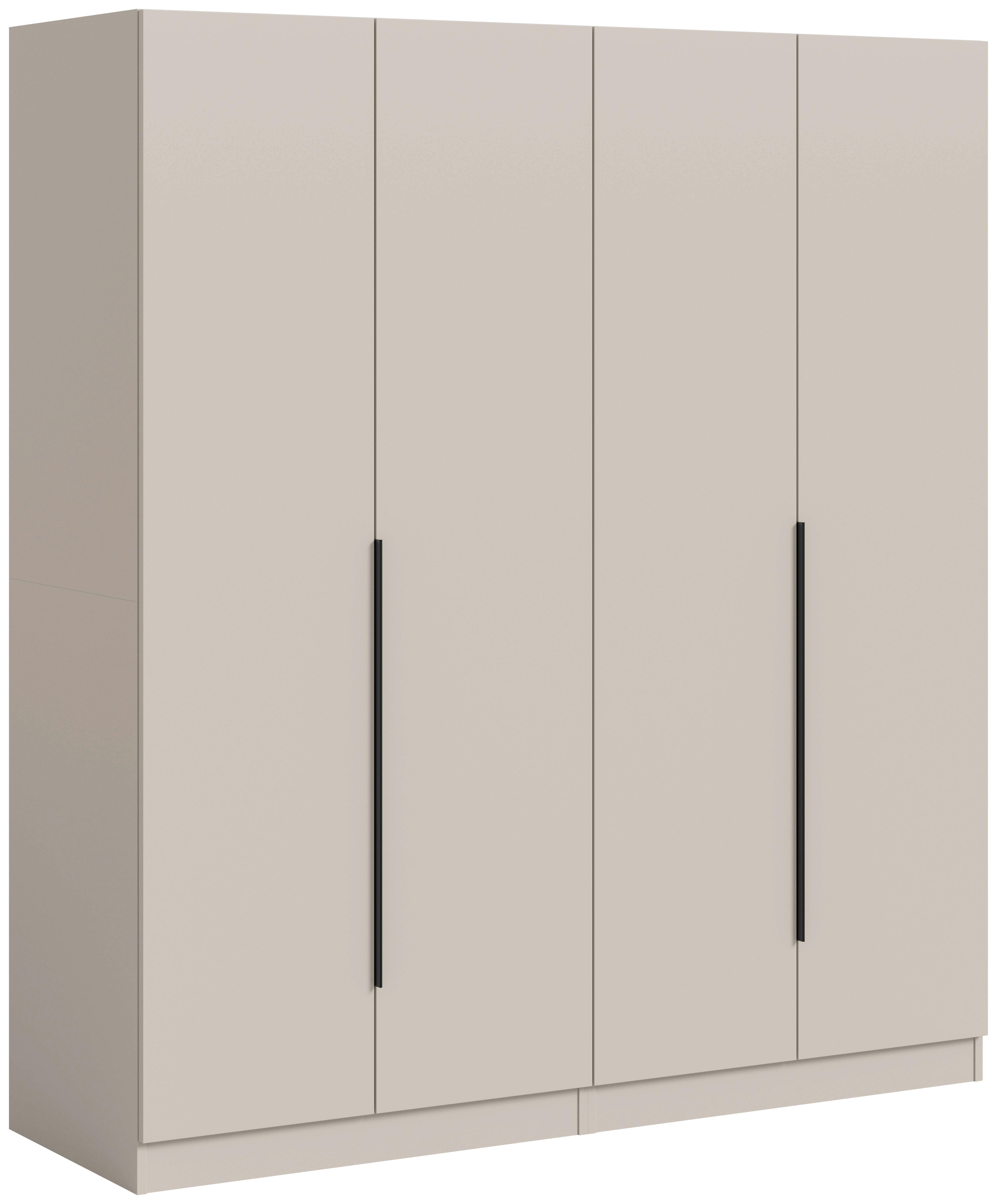 Drehtürnschrank KOPENHAGEN Kaschmir - Kaschmir/Schwarz, MODERN, Holzwerkstoff/Kunststoff (160/181/52cm) - Livetastic