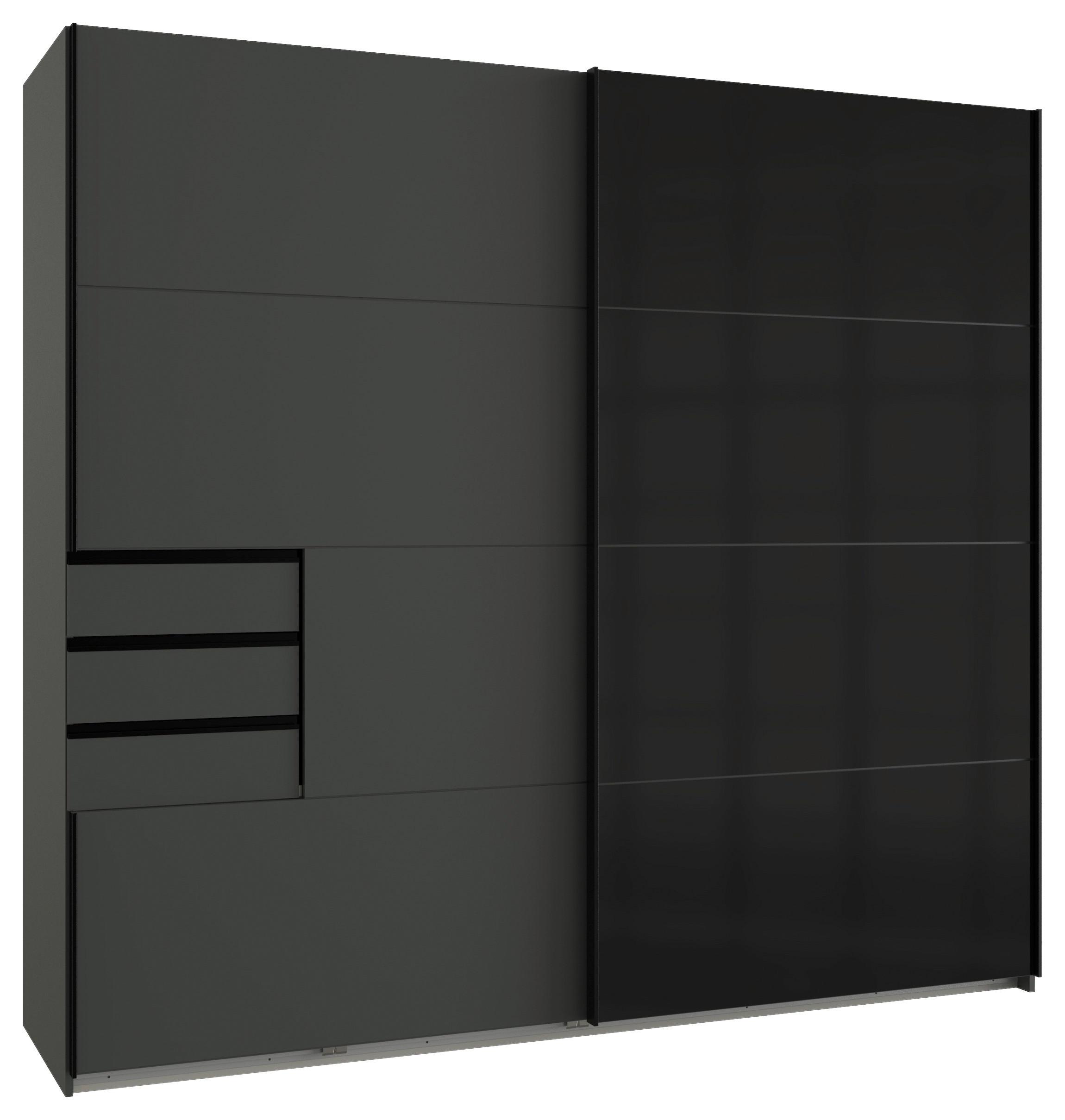 Schwebetürenschrank Saigon ca. 225x210 cm Graphit/Schwarz - Graphitfarben/Schwarz, KONVENTIONELL, Holzwerkstoff/Metall (225/210/64cm) - P & B