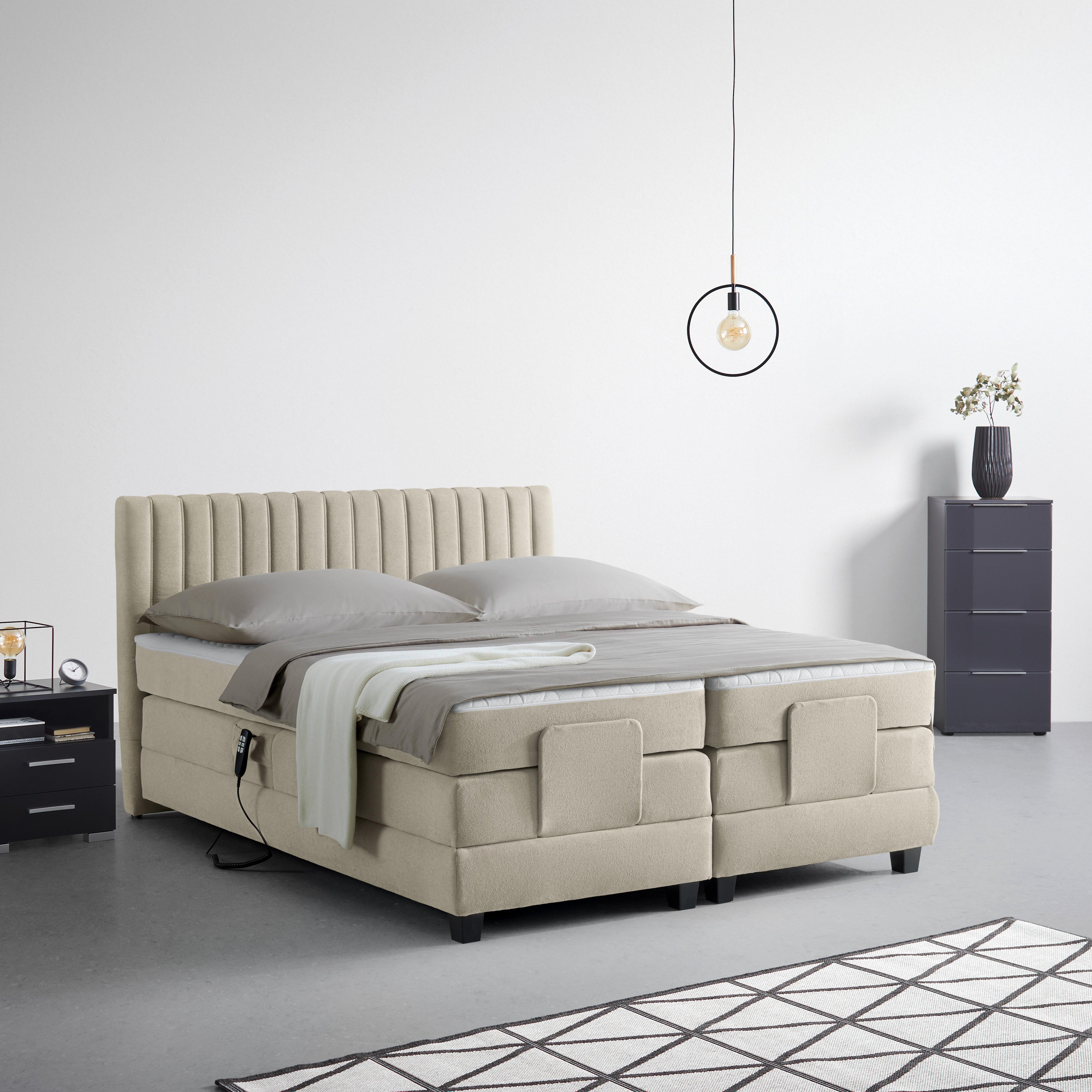 Boxspringbett Dixon Cappuccino ca. 180x200cm - Schwarz/Cappuccino, KONVENTIONELL, Holz/Holzwerkstoff (180/200cm) - Premium Living