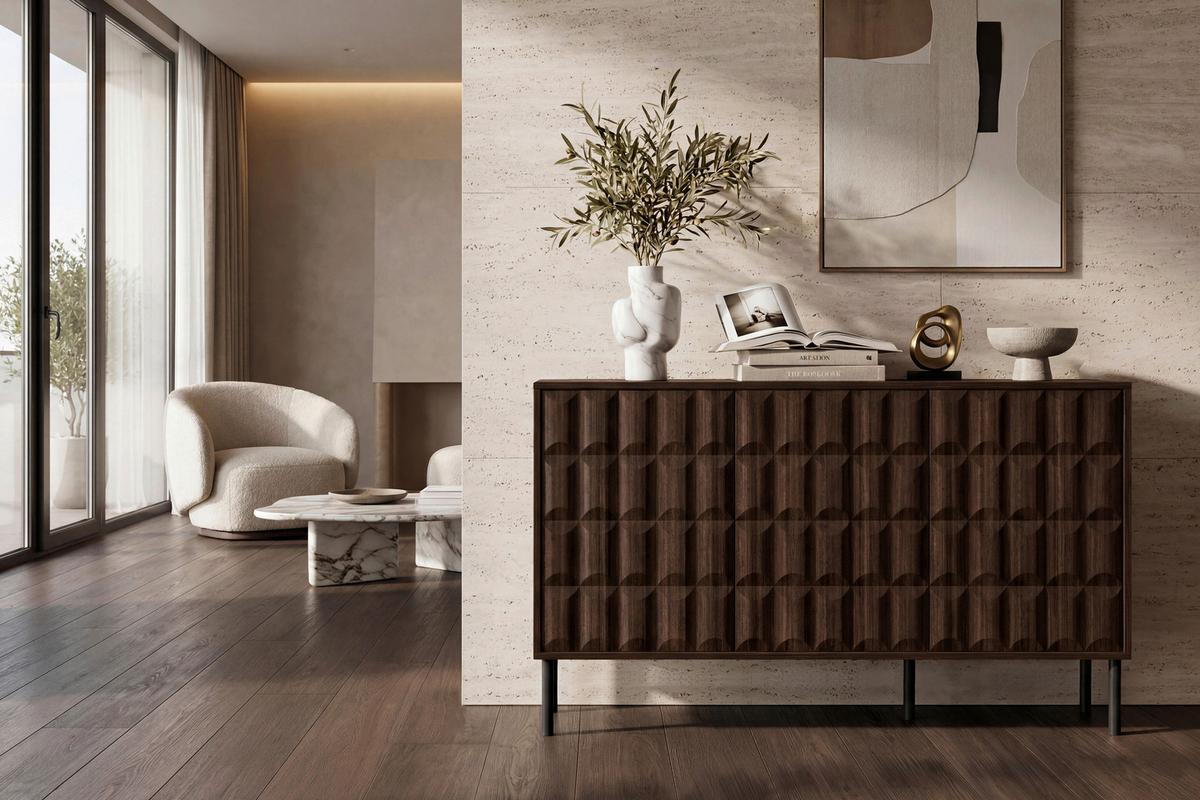 Sideboard Diamond Dunkelbraun - Dunkelbraun/Schwarz, Design, Holzwerkstoff/Metall (155/91/40cm) - Mömax