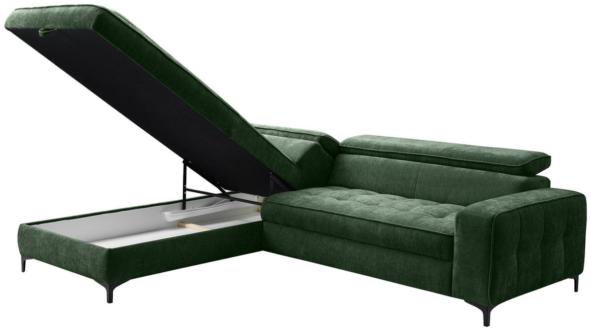 Kutna Garnitura Talia - tamno zelena/crna, Basics, tekstil/metal (203/70-90/251cm) - Modern Living