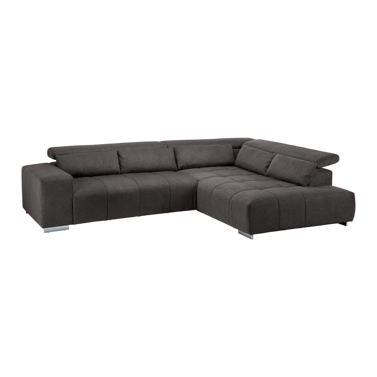 Wohnlandschaft Orion Grau Chenille-Oberfläche - Chromfarben/Grau, Modern, Textil/Metall (310/70-88/225cm) - Bessagi Home