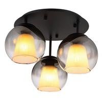 DECKENLEUCHTE 15749-3D BARRY - Klar/Schwarz, Basics, Glas/Metall (41/28,5cm) - Globo