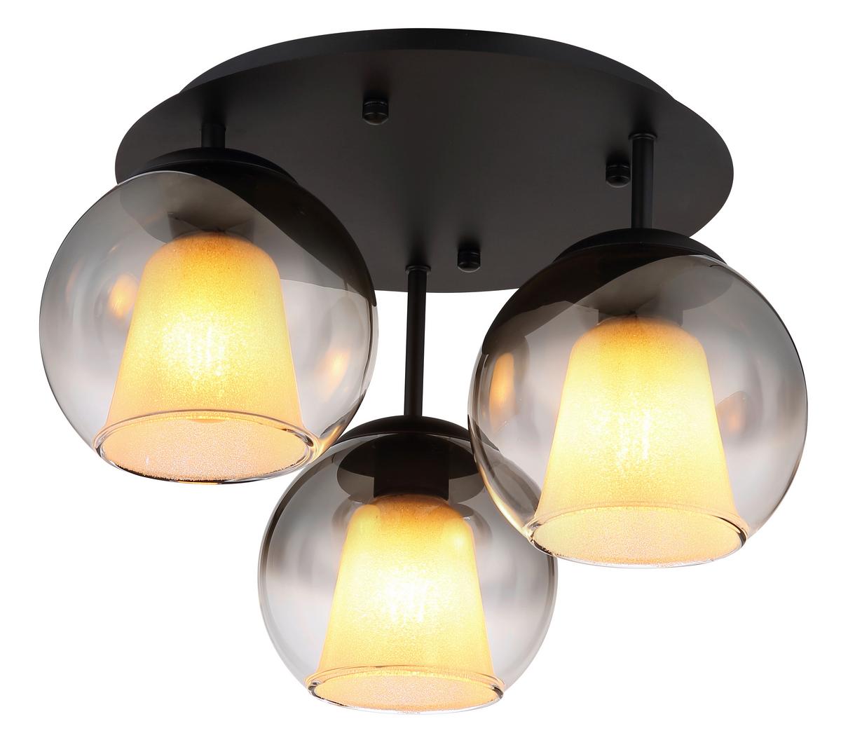 DECKENLEUCHTE 15749-3D BARRY - Klar/Schwarz, Basics, Glas/Metall (41/28,5cm) - Globo