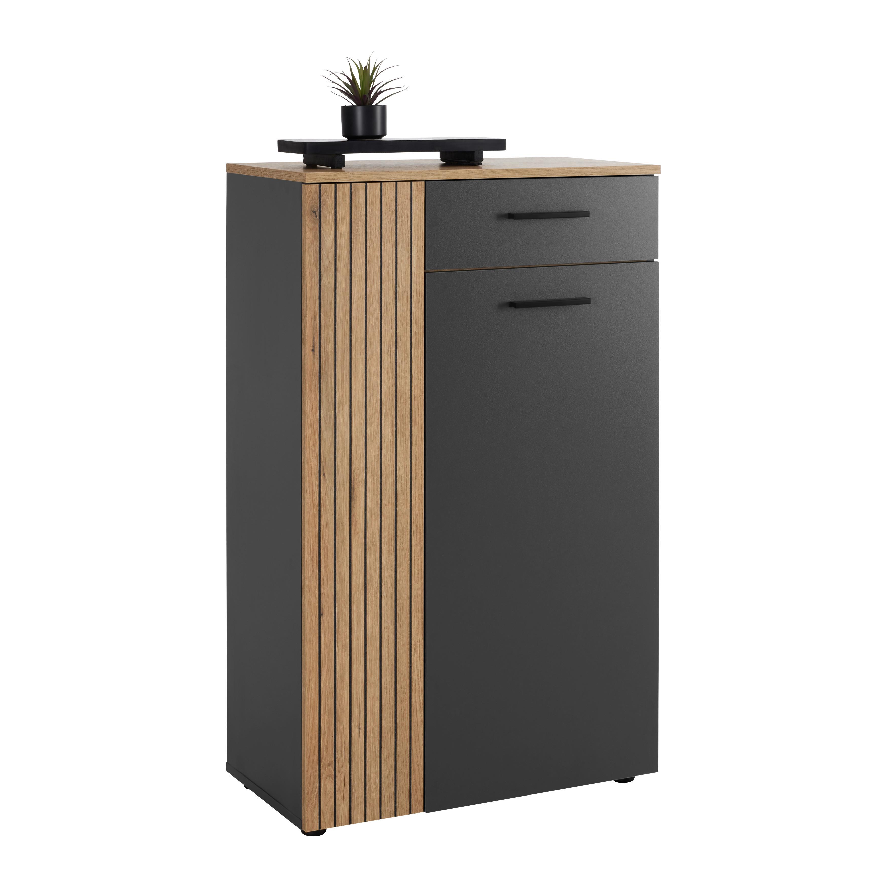 Schuhschrank Cadix Anthrazit/Eichefarben - Eichefarben/Anthrazit, Modern, Holzwerkstoff/Kunststoff (69/110/36cm) - Mömax