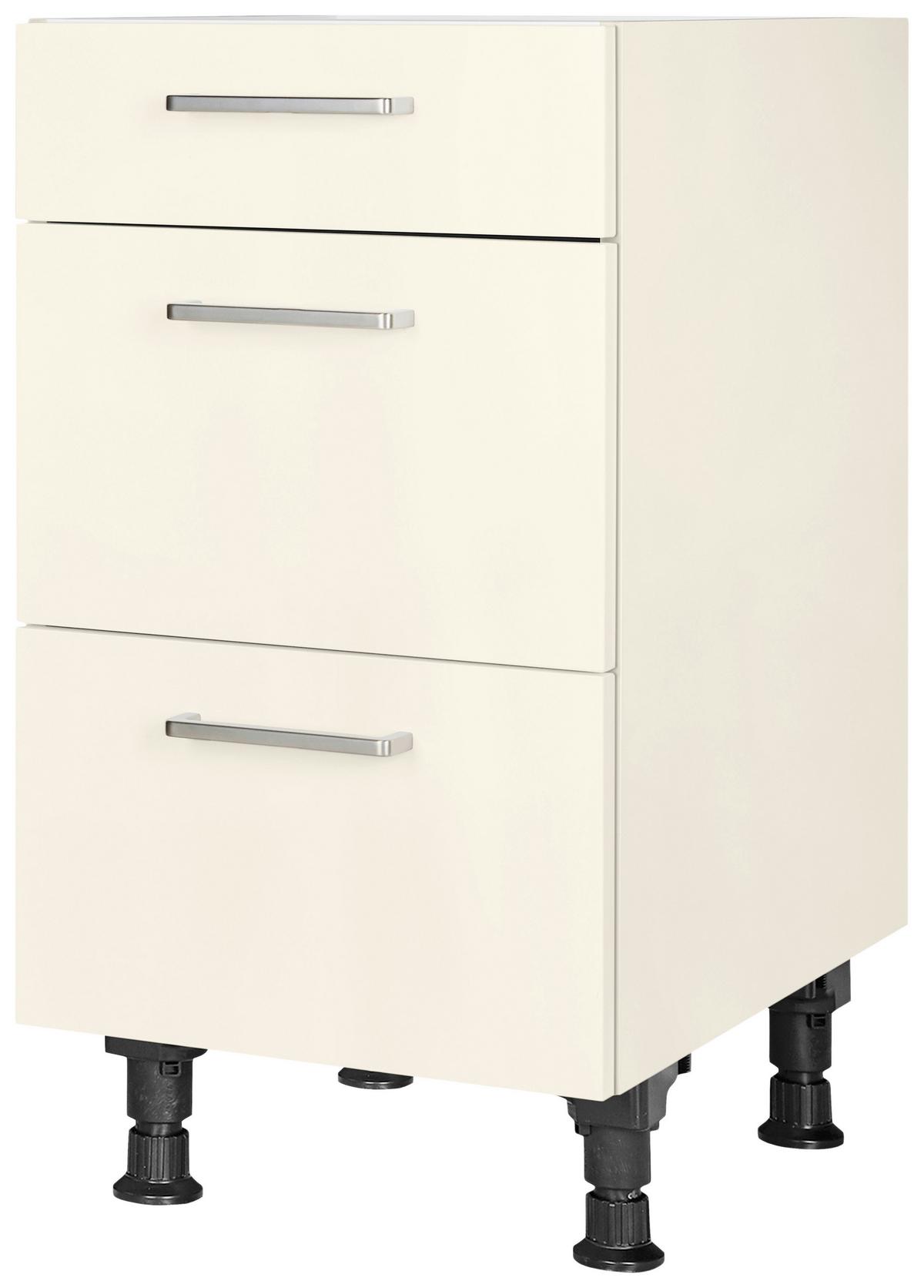 Schubkastenunterschrank Touch Magnolie - Edelstahlfarben/Magnolie, MODERN, Holzwerkstoff/Metall (45/87/56cm) - Nobilia