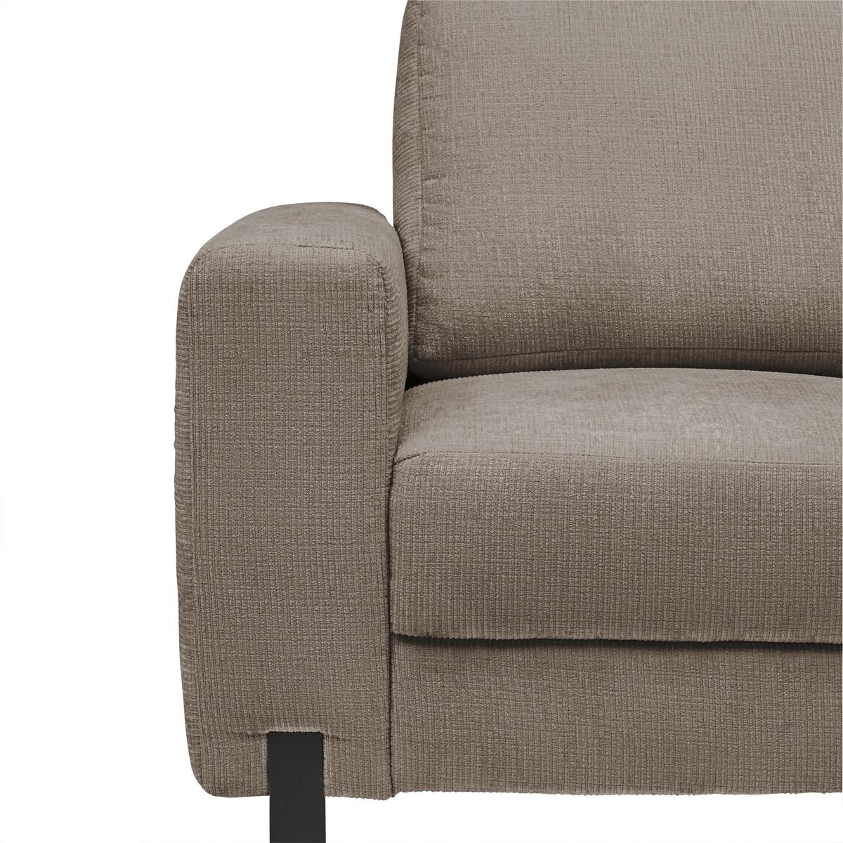 2-Sitzer-Sofa Piega Hellgrau - Hellgrau/Schwarz, MODERN, Textil/Metall (189/66-87/96cm) - Mömax