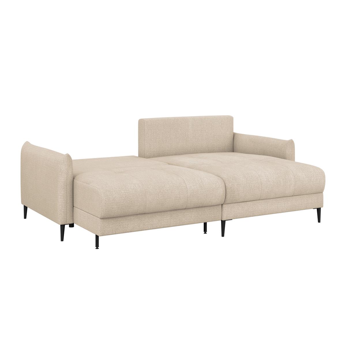 Kutna Garnitura Polis - bež/crna, Trend, tekstil/metal (221/142cm) - Ondega
