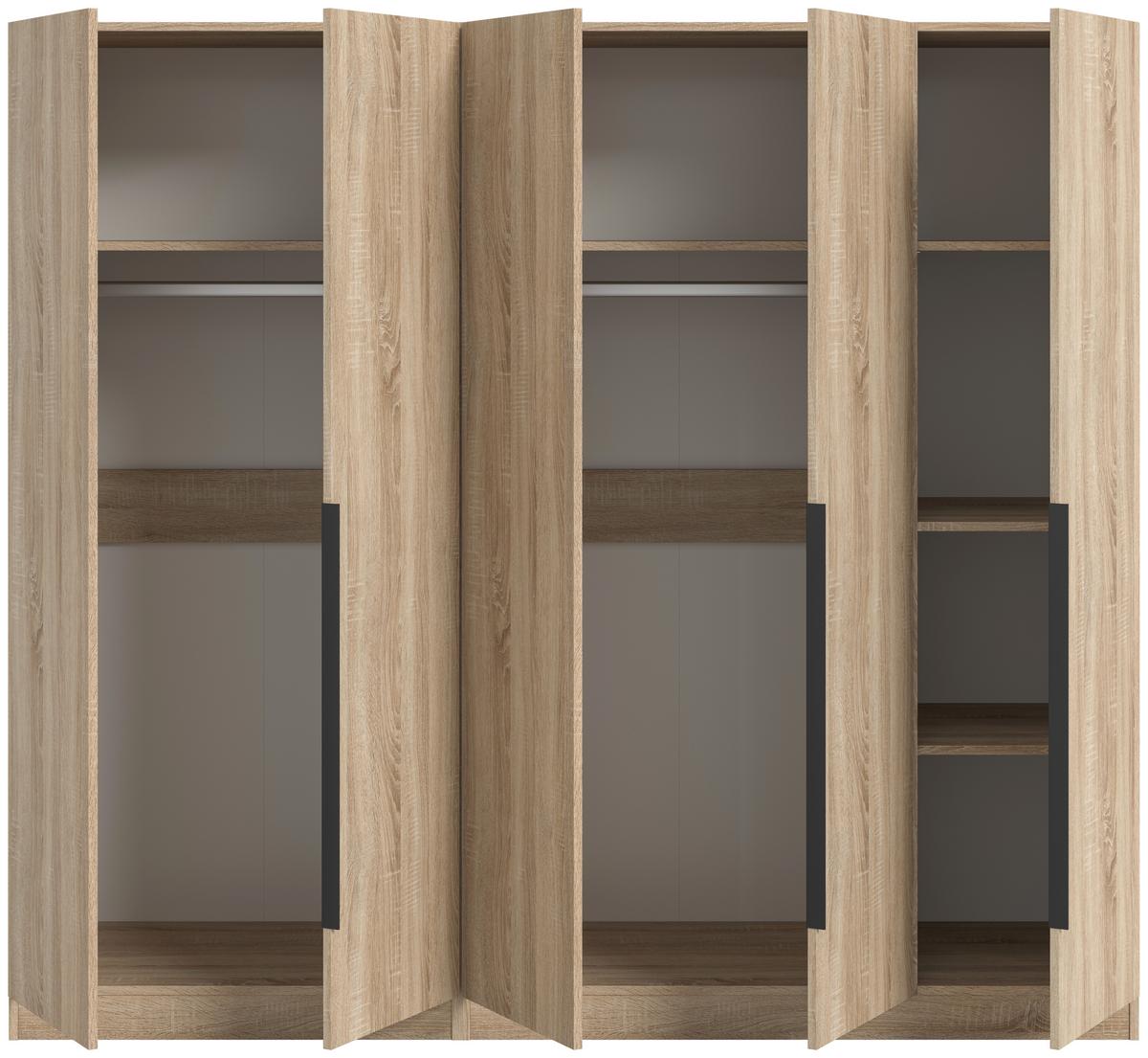 Drehtürenschrank KOPENHAGEN ca.200x181x52cm Sonoma Eiche - Schwarz/Sonoma Eiche, MODERN, Holzwerkstoff/Kunststoff (200/181/52cm) - MID.YOU