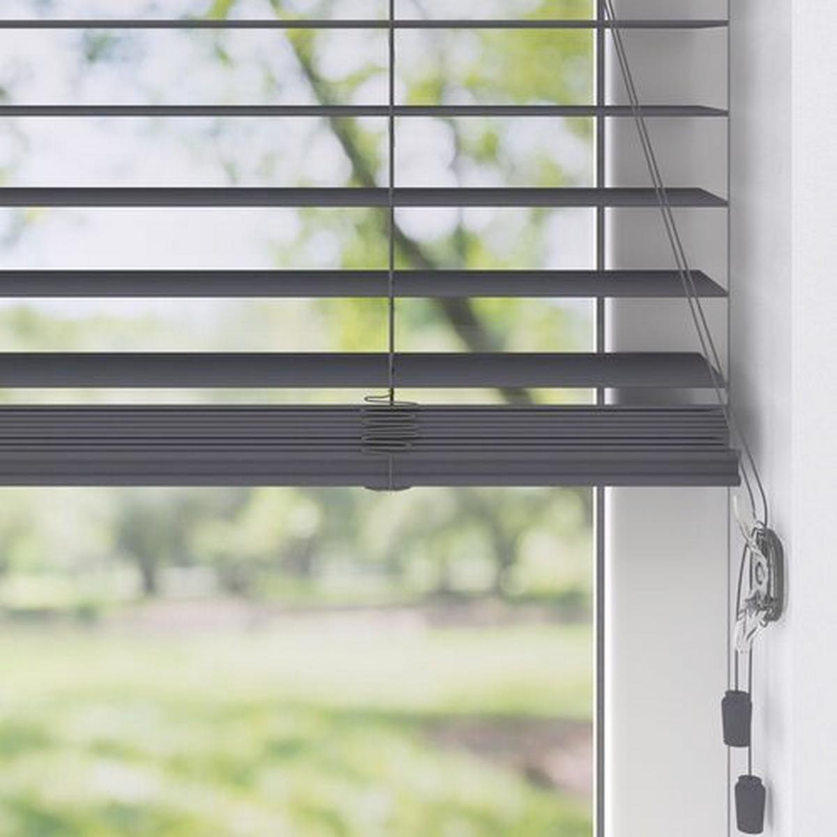 Jalousie PVC-JAL Holz 50mm Anthrazit ca. 60x130cm - Anthrazit, Design, Kunststoff (60/130cm)