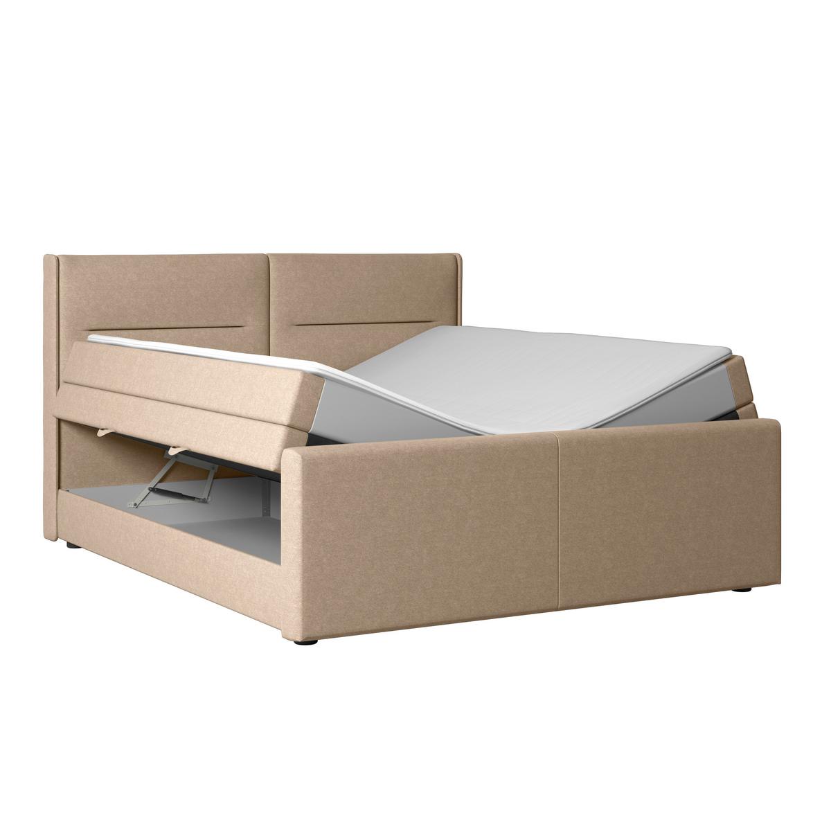 Boxspringbett Kyoto ca. 180x200 cm Naturfarben - Schwarz/Naturfarben, MODERN, Karton/Holzwerkstoff (180/200cm) - MID.YOU