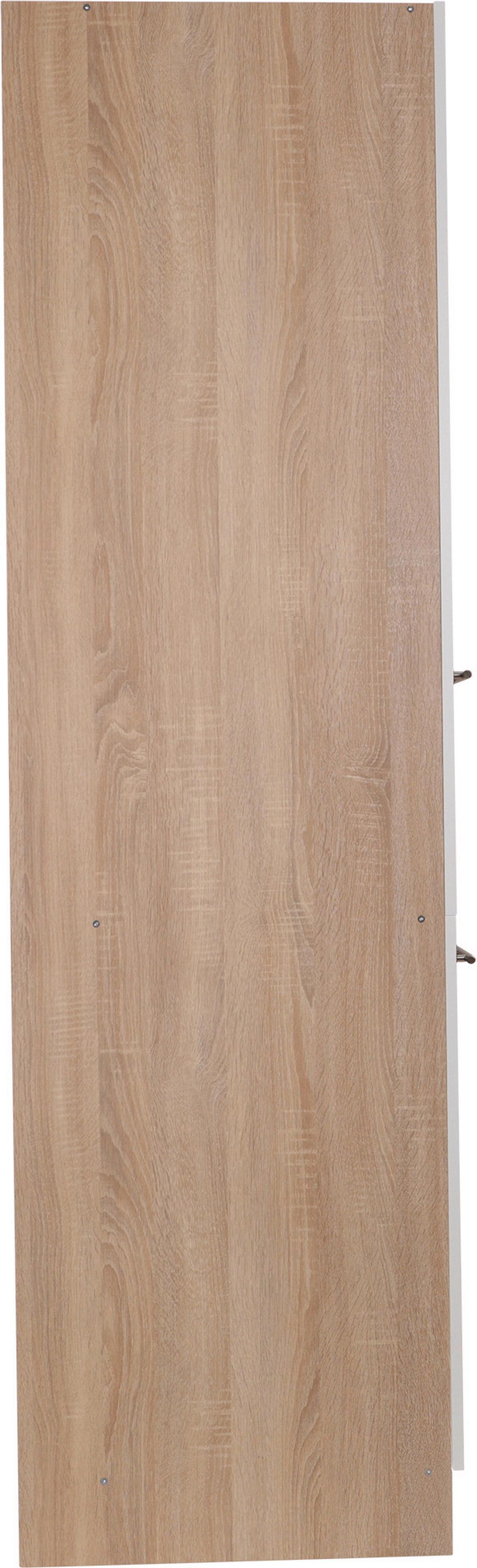 Izvlečna Omara Merle, Barva Hrasta, Bela - srebrne barve/barve hrasta, Basics, kovina/leseni material (30/200/60cm) - Respekta