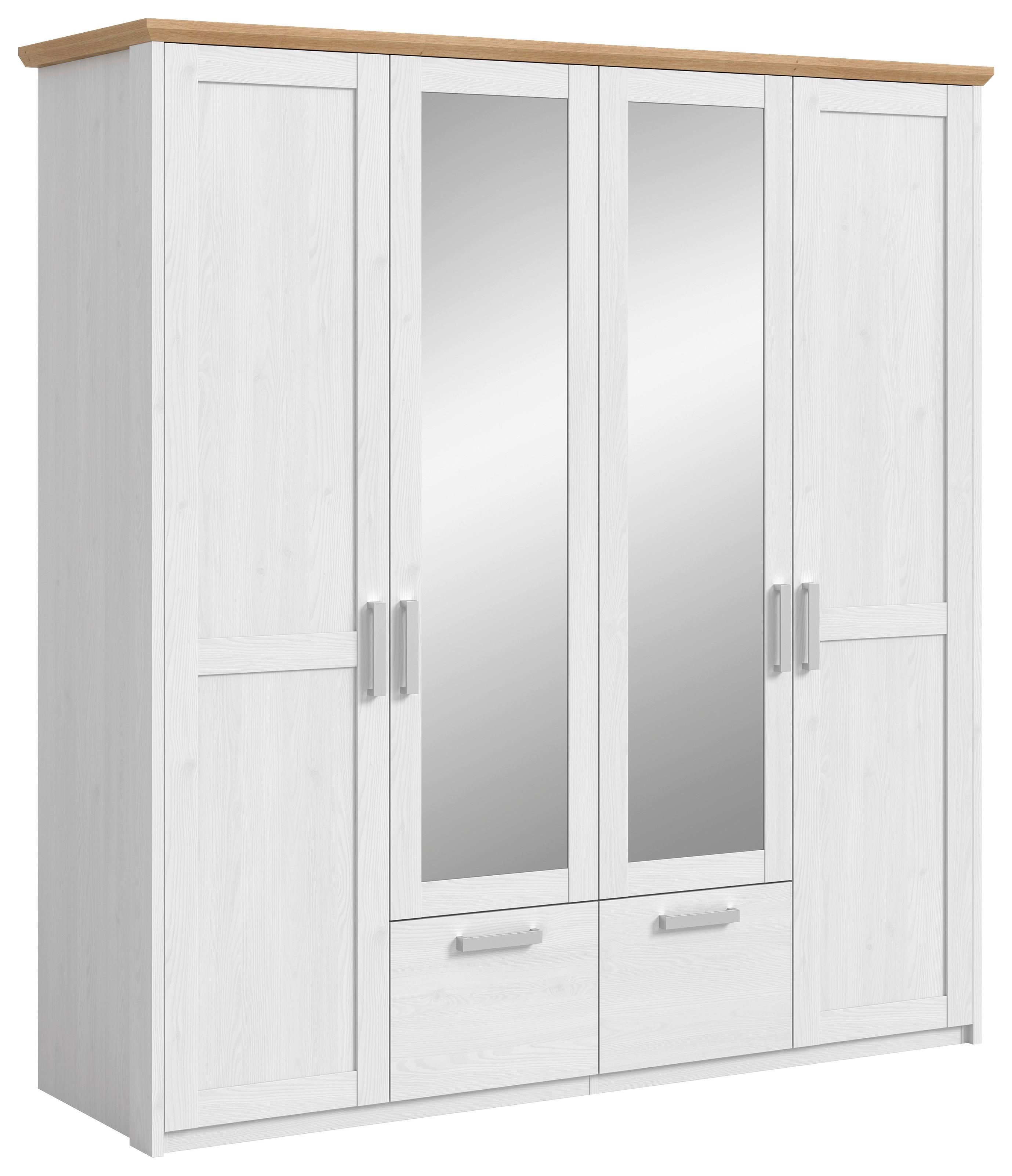 Drehtürenschrank VERONA Lärchefarben, Eiche Artisan - Silberfarben/Lärchefarben, ROMANTIK / LANDHAUS, Holzwerkstoff/Kunststoff (188/200/61cm) - Livetastic