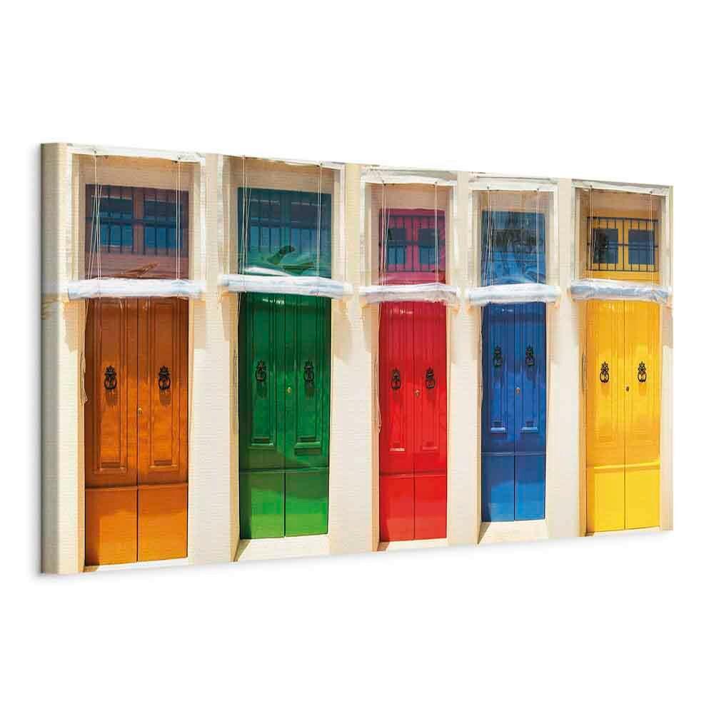 Slika Na Platnu Colourful Doors - večbarvno, Basics, tekstil/les (120/40/1,2cm) - artgeist