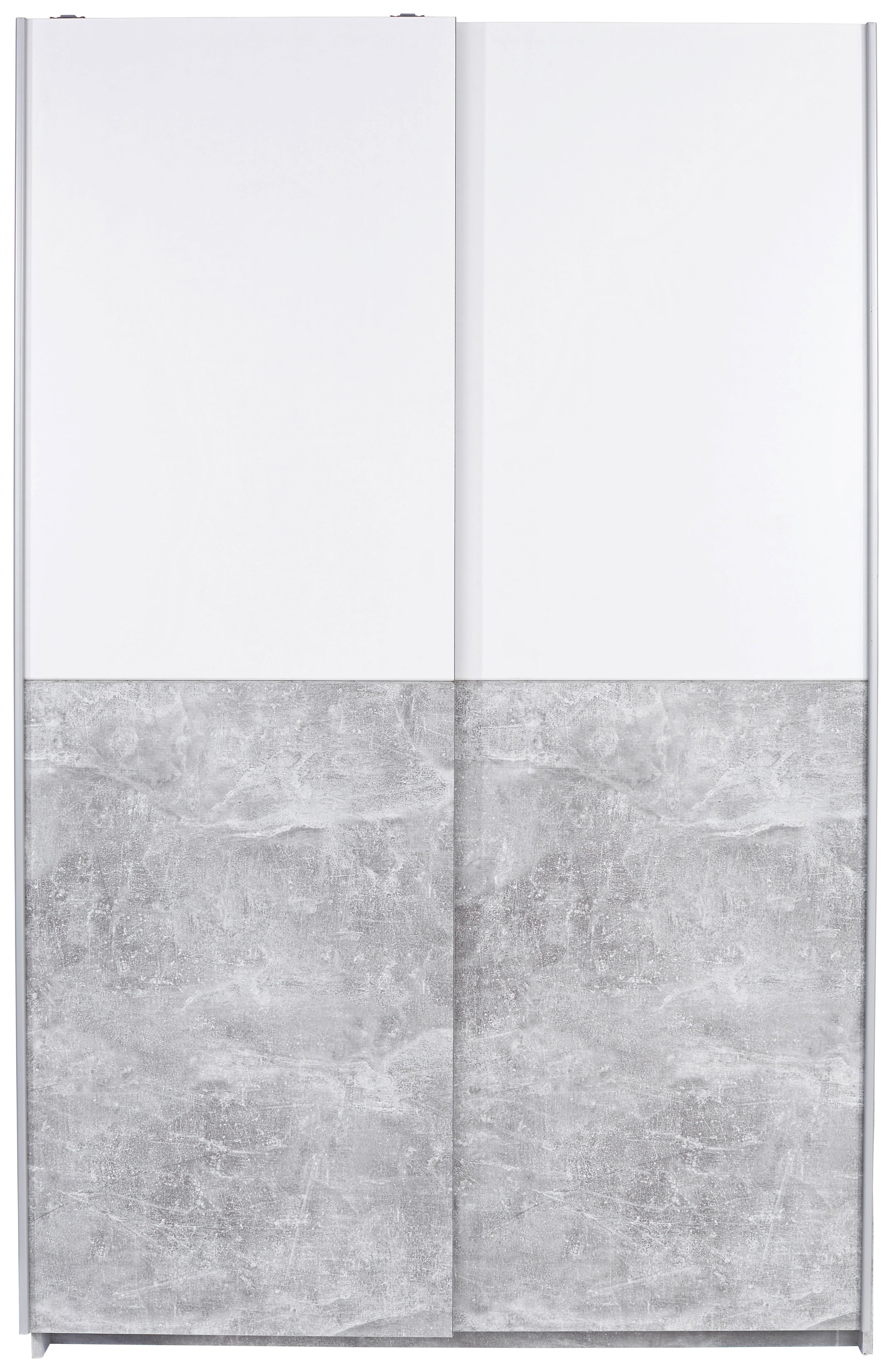 Omara Z Drsnimi Vrati Victoria 1 - siva/bela, Moderno, kovina/leseni material (125/196/62cm) - Mömax
