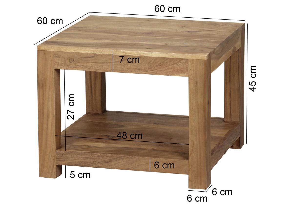 Couchtisch "Mumbai" ca. 60x60 cm, aus Akazie - Akaziefarben, Design, Holz (60/60/40cm) - MID.YOU