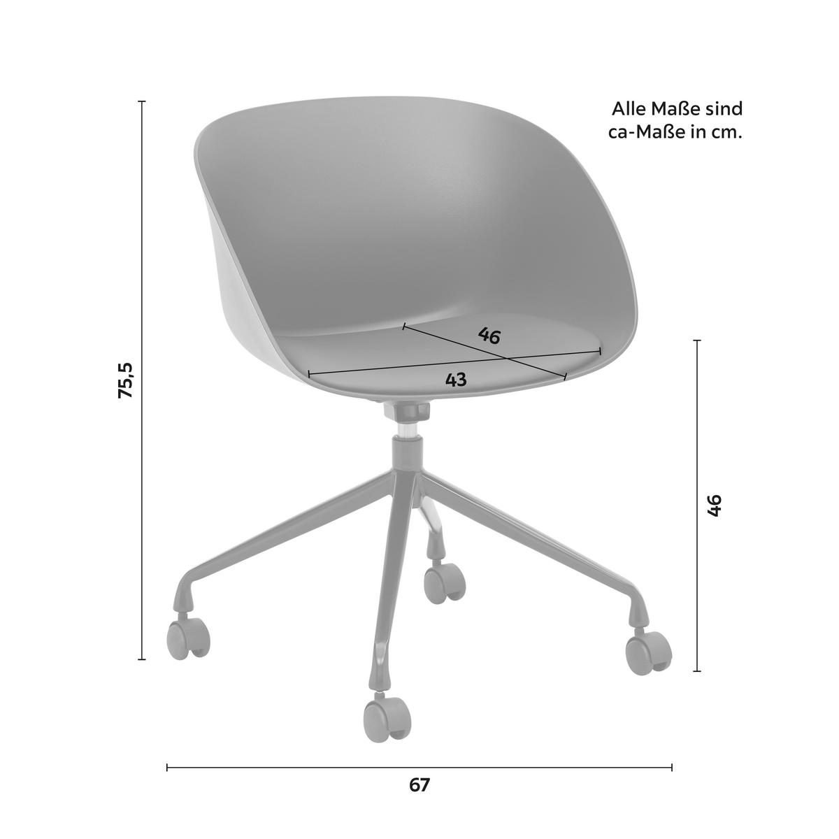 KRZESŁO OBROTOWE LIA - czarny/szary, Modern, tworzywo sztuczne/metal (56,5/75,5/51cm) - Bessagi Home