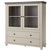 Félmagas Szekrény Evora - kasmírszínű/tölgyfa színű, Design, faalapú anyag/üveg (126/138/42cm)