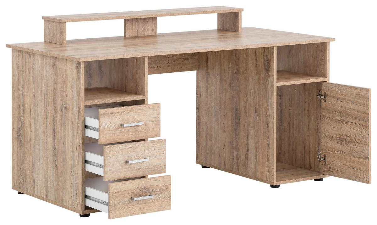 Schreibtisch Niels Wildeiche ca. 150x70x70,4cm - Wildeiche/Silberfarben, MODERN, Holzwerkstoff/Kunststoff (150/70/70,4cm)