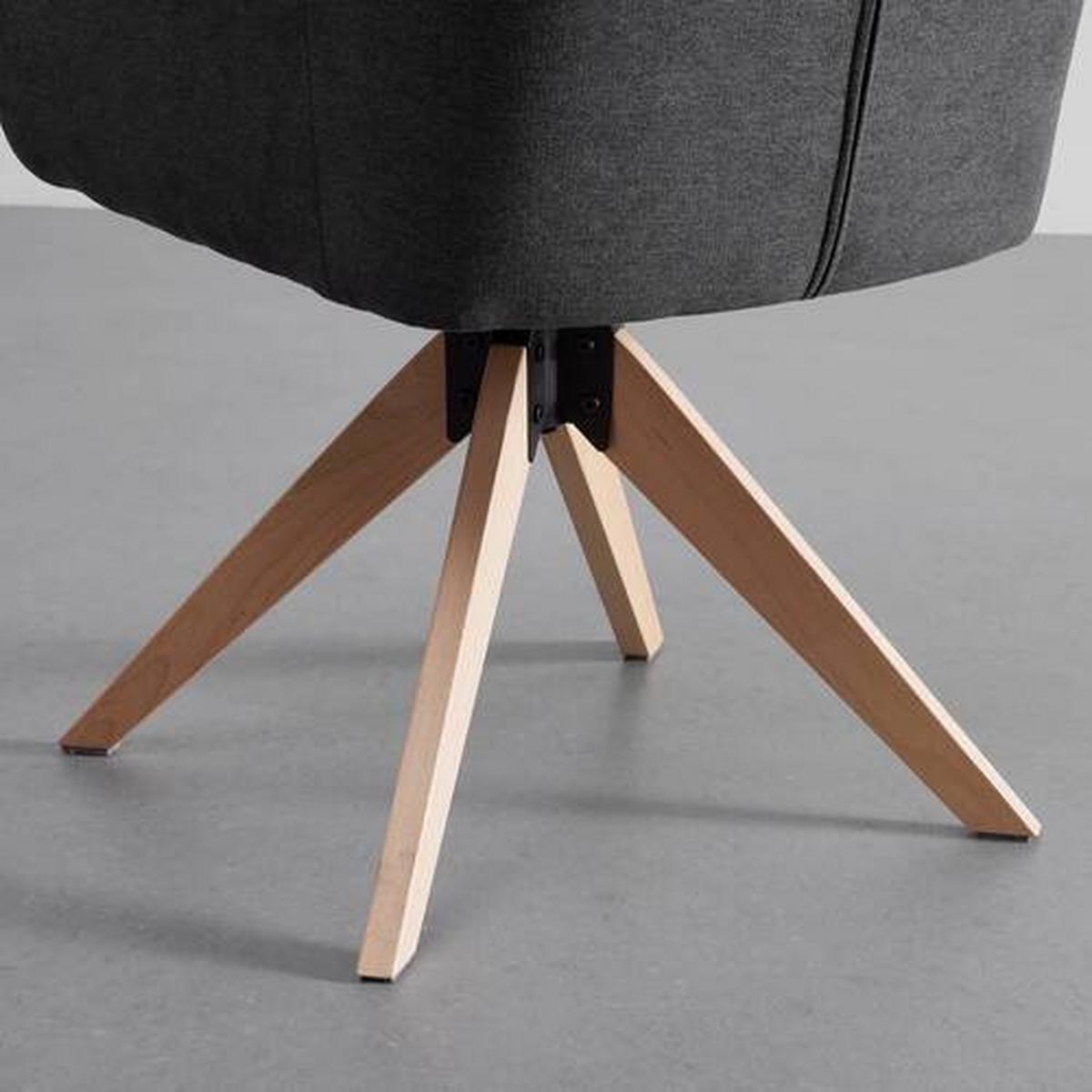 Armlehnstuhl Lucita Dunkelgrau Samt Drehbar Gepolstert - Dunkelgrau/Naturfarben, MODERN, Holz/Textil (59/88/60cm) - Bessagi Home